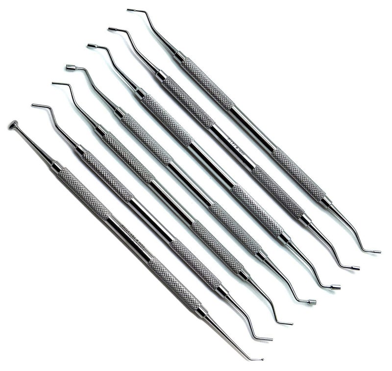 SUPERIOR INSTRUMENTS Dental Amalgam Filling Serrated Pluggers Plastic Composite Ball Burnishers Double Ended Restorative 7 Pieces Instruments - Image 1